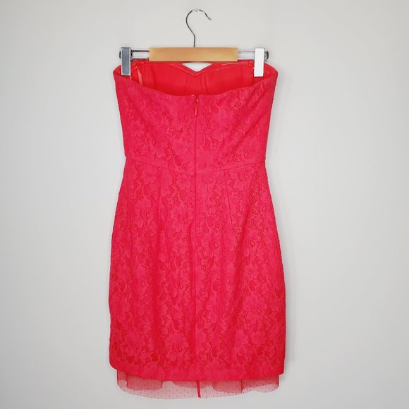 BCBG Roselle Lace Red Berry Strapless Mini Dress - Picture 4 of 12